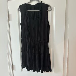 Black Tiered Sleeveless V-Neck Dress